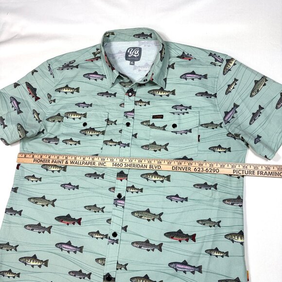 Yo Colorado Snap Button Shirt Rainbow Brook Lake Trout All Over Print Mens XL - Picture 5 of 7